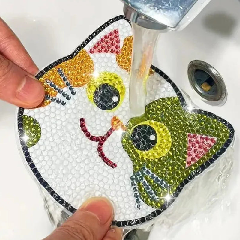 10PCS DIY Diamond Painting Cat Coaster Set