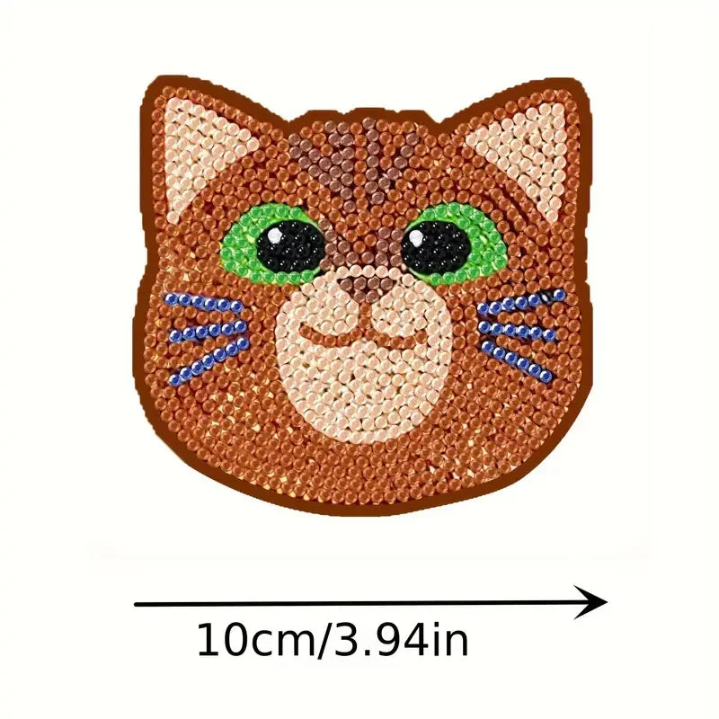 10PCS DIY Diamond Painting Cat Coaster Set