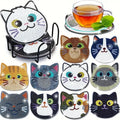 10PCS DIY Diamond Painting Cat Coaster Set