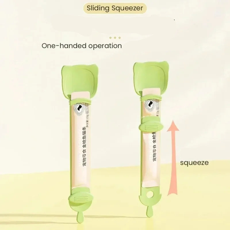 1/3 Pcs Cat Strip Feeder Spoon with Sliding Squeezer