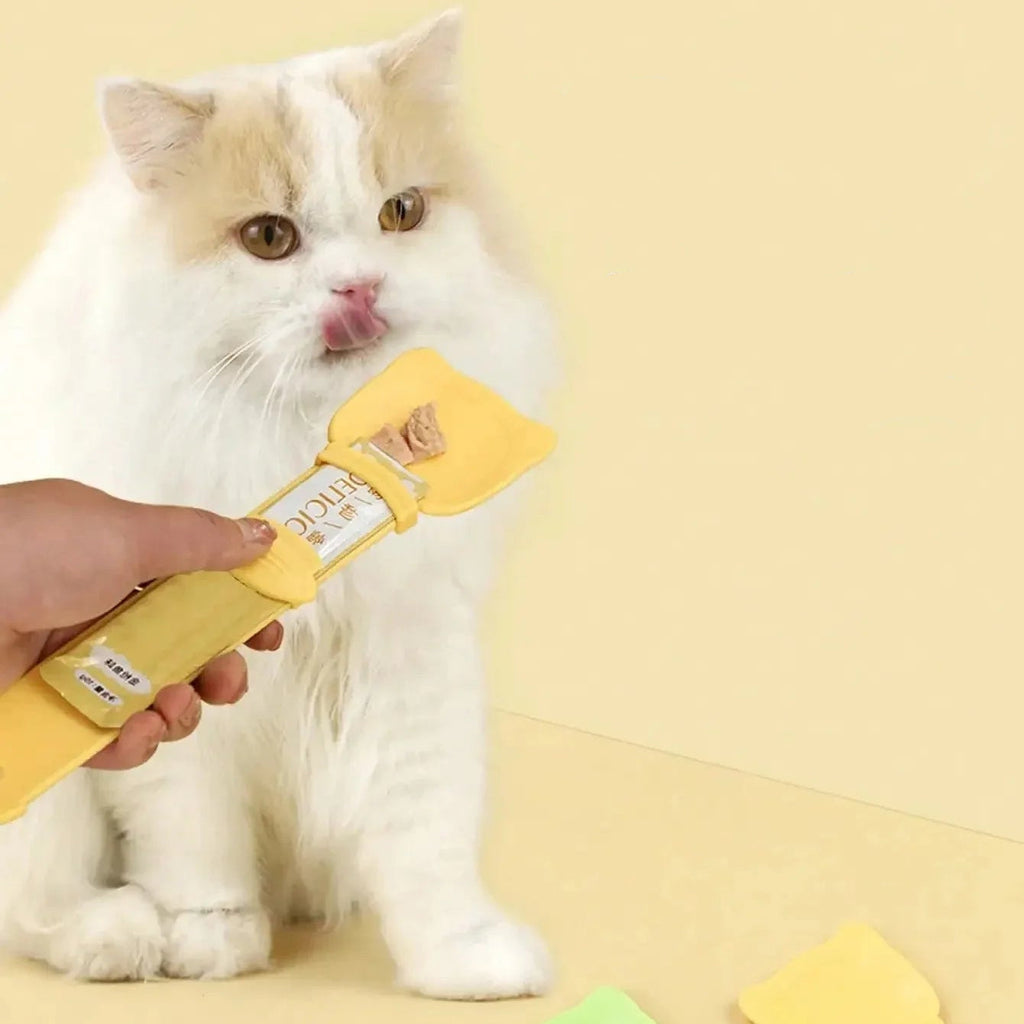 1/3 Pcs Cat Strip Feeder Spoon with Sliding Squeezer