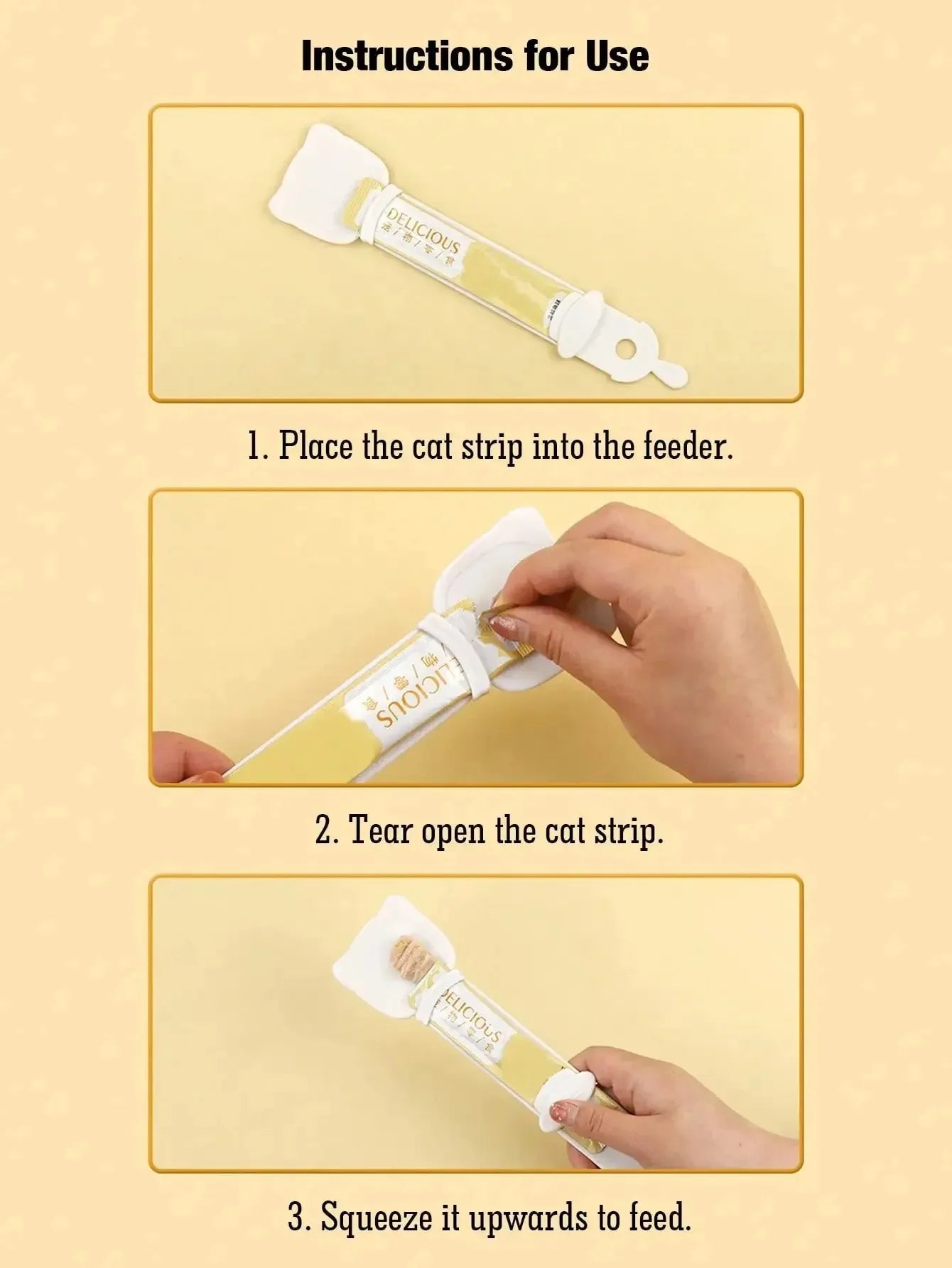 1/3 Pcs Cat Strip Feeder Spoon with Sliding Squeezer