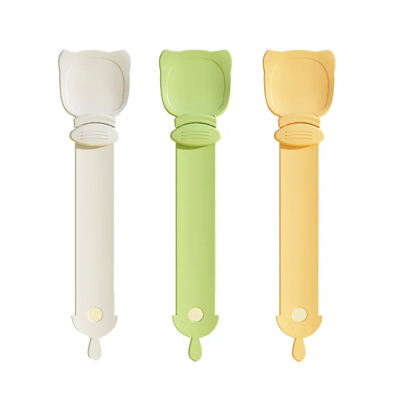 1/3 Pcs Cat Strip Feeder Spoon with Sliding Squeezer