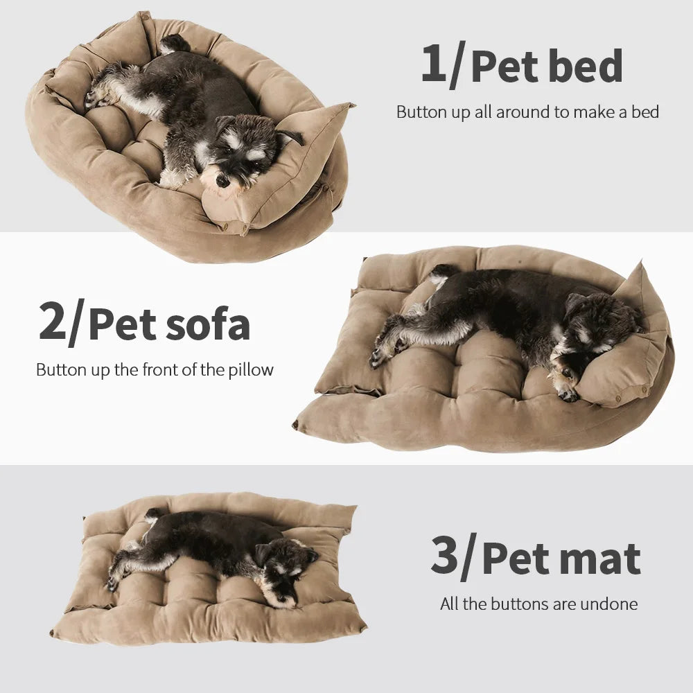 3-in-1 Convertible Luxury Pet Bed & Sofa Mat