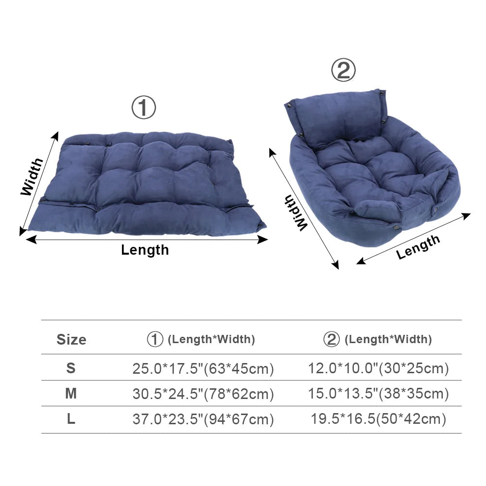 3-in-1 Convertible Luxury Pet Bed & Sofa Mat