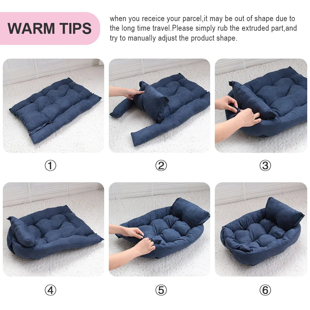 3-in-1 Convertible Luxury Pet Bed & Sofa Mat
