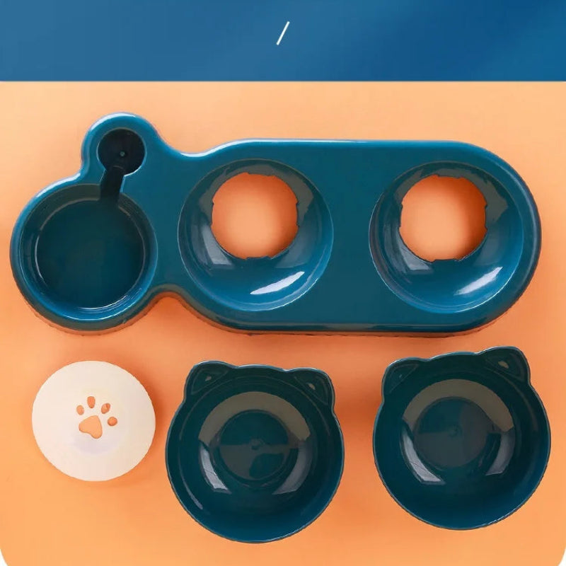 3-in-1 Elevated Cat Bowl Set with Water Dispenser