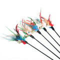 5 Pcs Interactive Colorful Cat Teaser Feather Wand Set with Bell