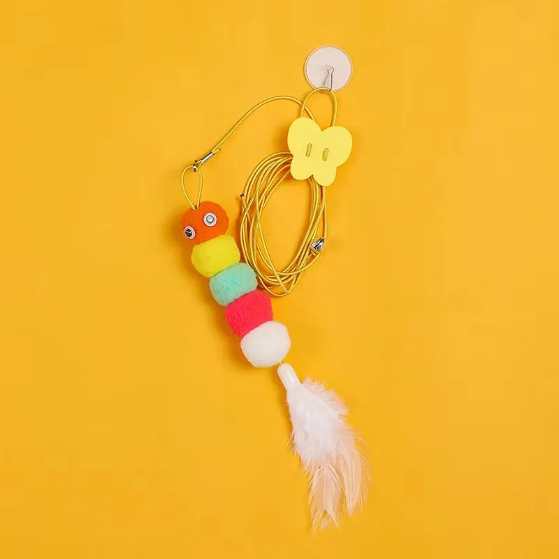 Adjustable Hanging Elastic Cat Toy with Feather & Bell