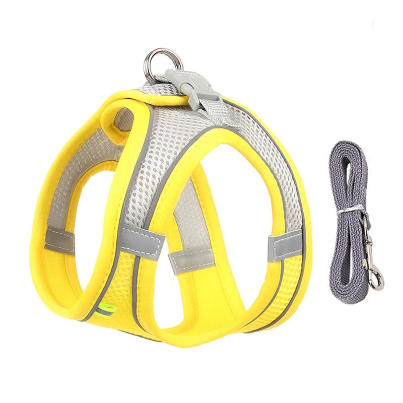 Adjustable Reflective Breathable Mesh Dog Harness & Leash Set