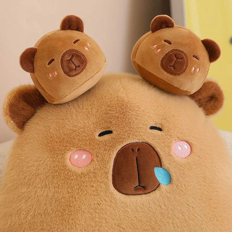 Adorable Capybara Squishy Plush Pillow with 6 Mini Plushies