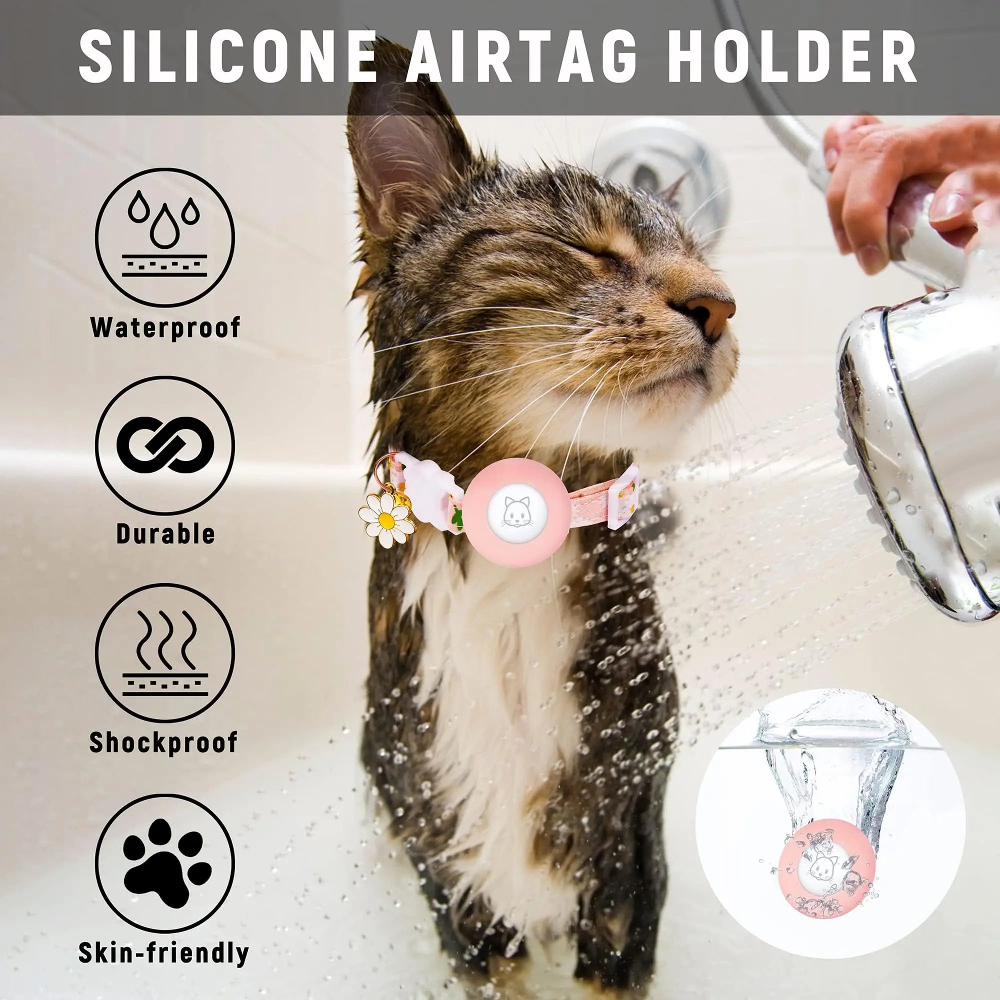 Airtag Compatible Daisy Charm Breakaway Pet Collar