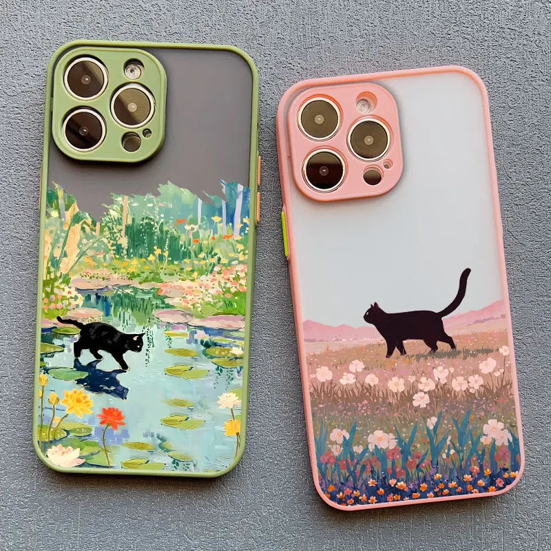Anime Landscape Shockproof Cat iPhone Case
