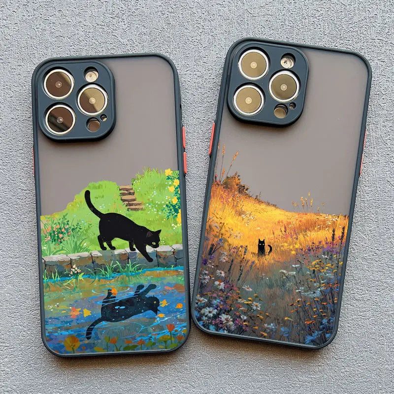 Anime Landscape Shockproof Cat iPhone Case