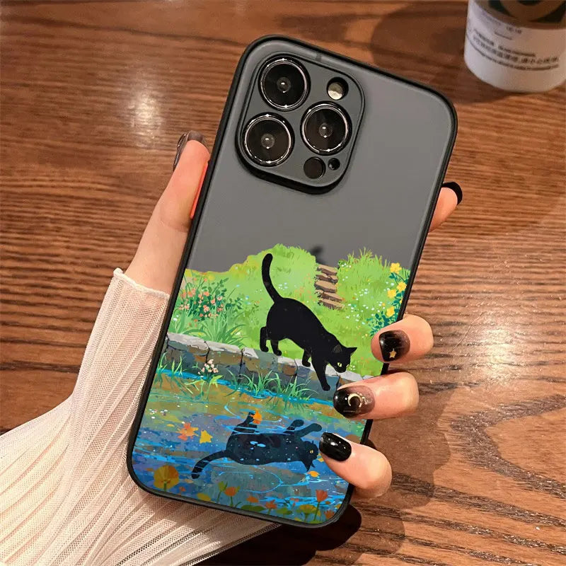 Anime Landscape Shockproof Cat iPhone Case