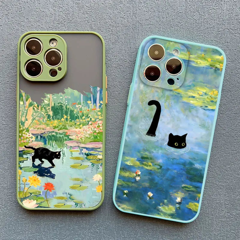 Anime Landscape Shockproof Cat iPhone Case