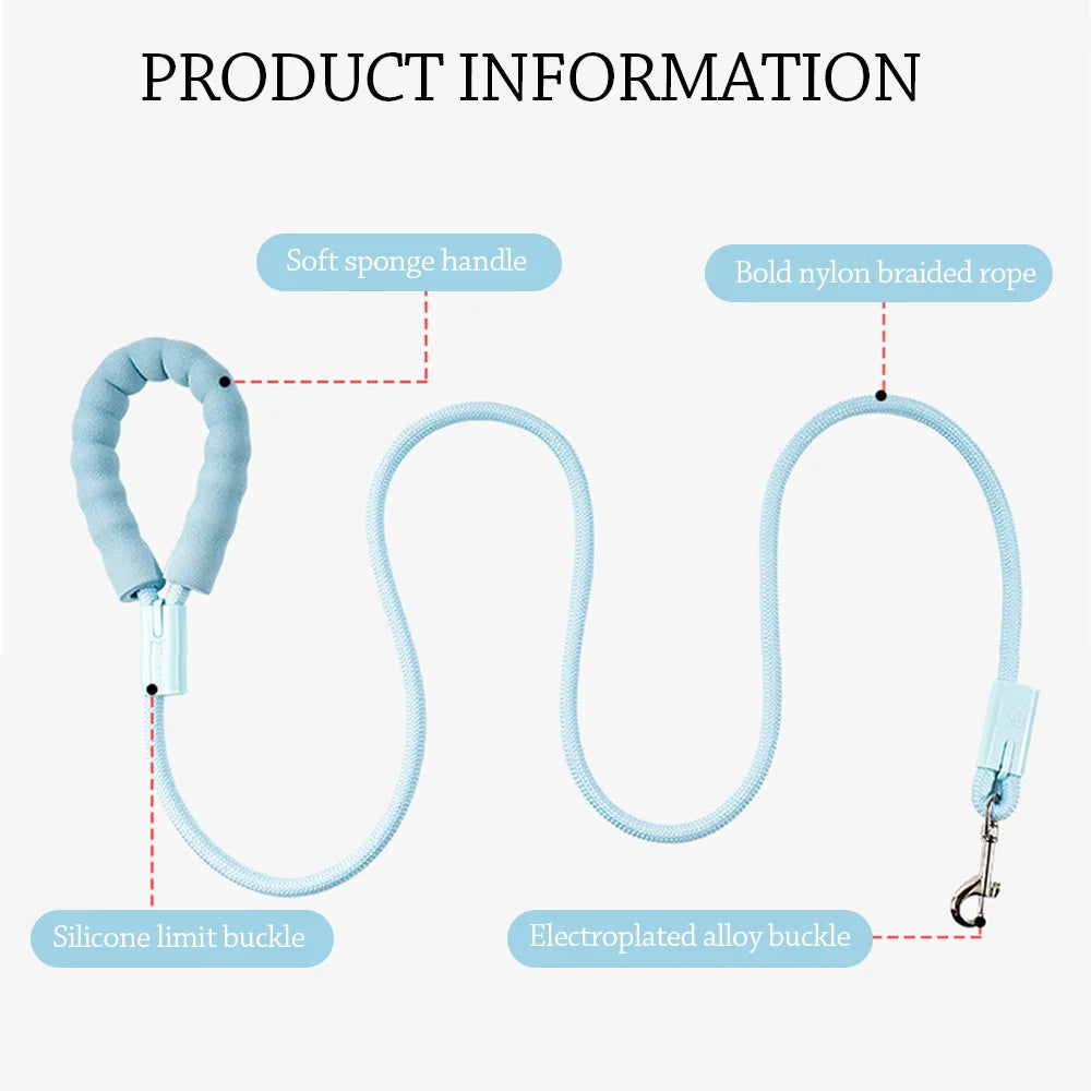 Anti-Tangle Soft Grip Nylon Dog Traction Leash