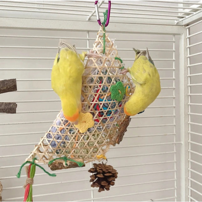 Bamboo Foraging Hanging Parrot Chew and Climb Toy