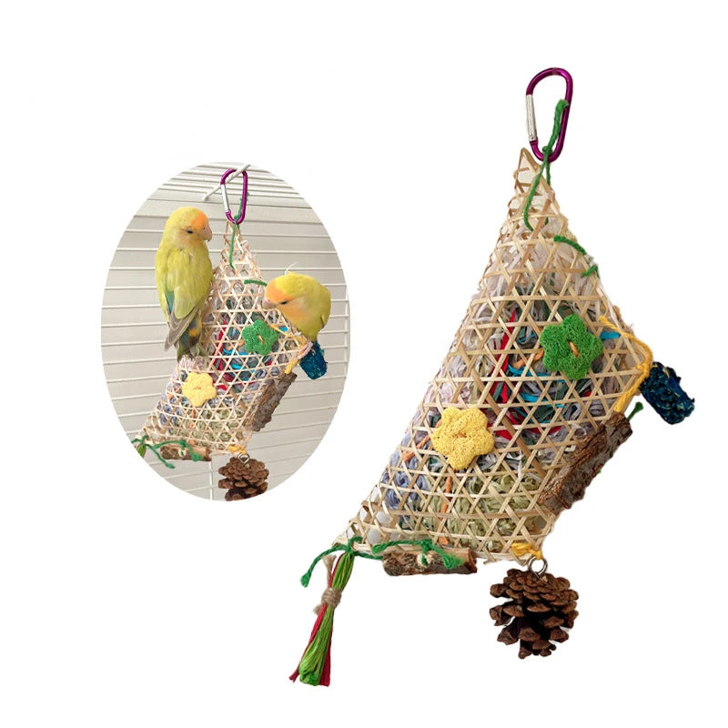 Bamboo Foraging Hanging Parrot Chew and Climb Toy