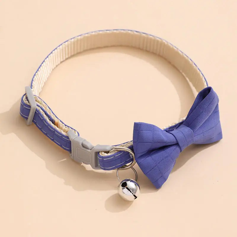 Bowknot Suede Cat and Puppy Collar with Bell