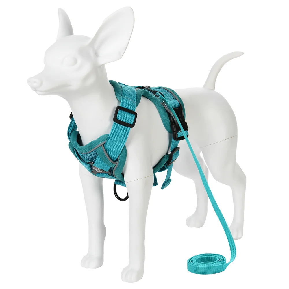 Breathable Adjustable Reflective Harness Leash Vest Set