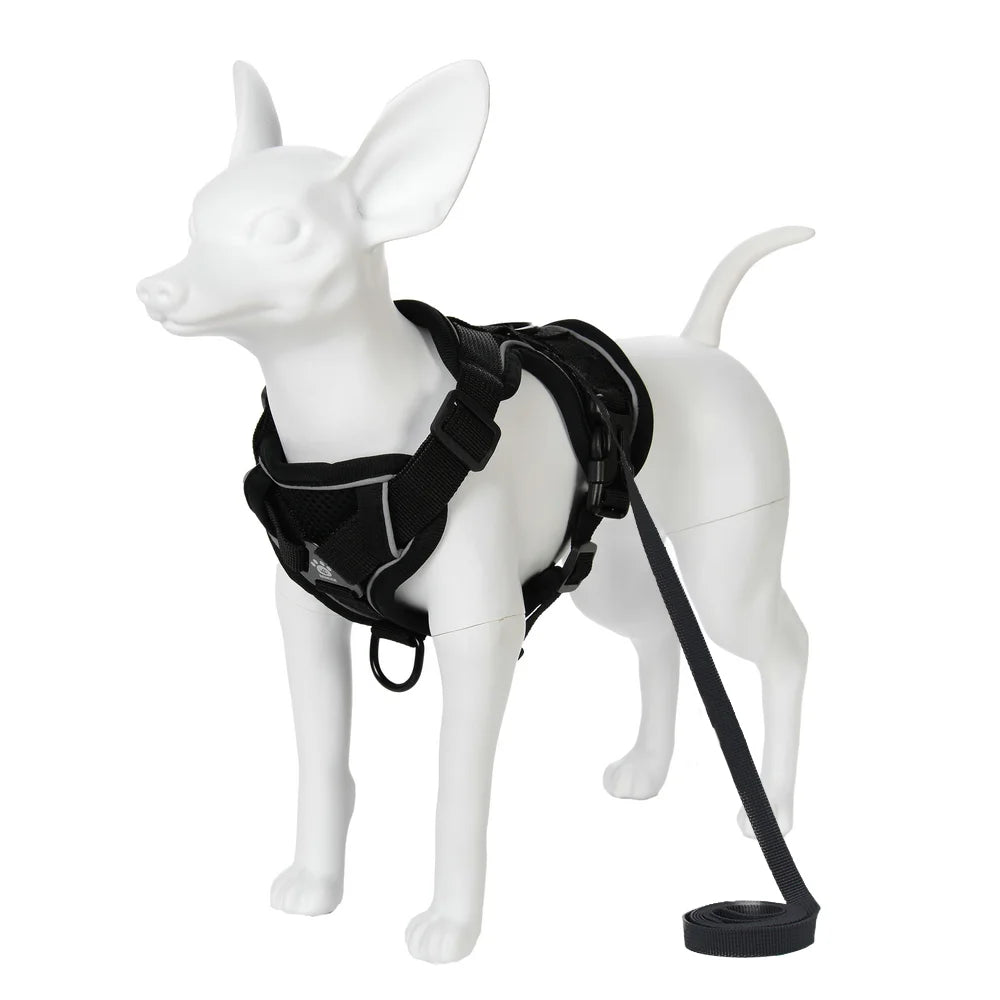 Breathable Adjustable Reflective Harness Leash Vest Set