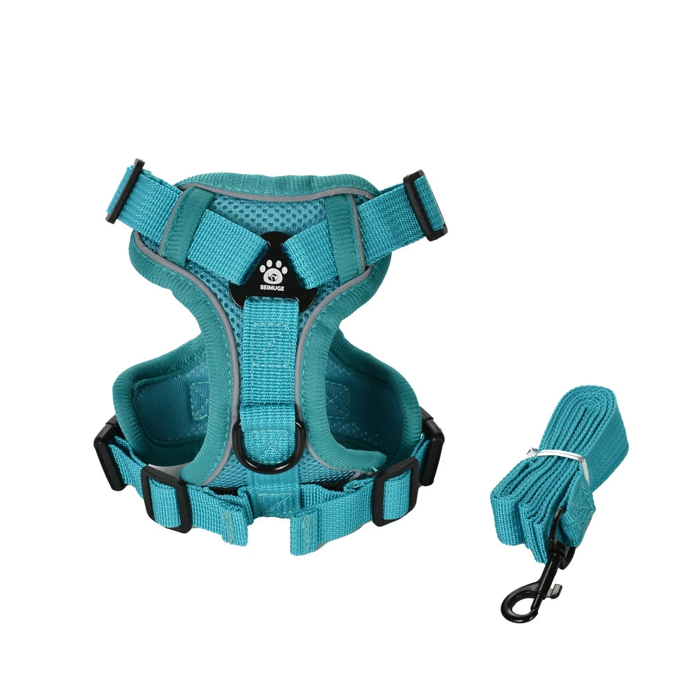 Breathable Adjustable Reflective Harness Leash Vest Set