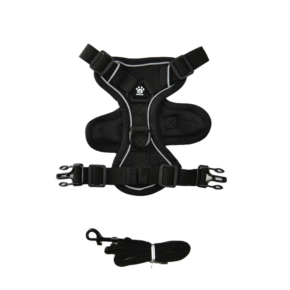 Breathable Adjustable Reflective Harness Leash Vest Set