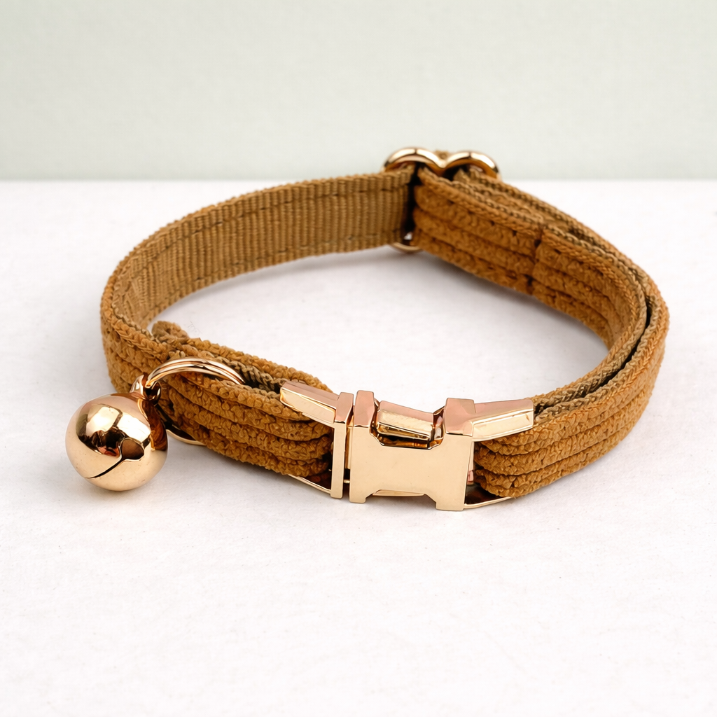 Personalized Corduroy Pet Collar with Bell & Bow Tie