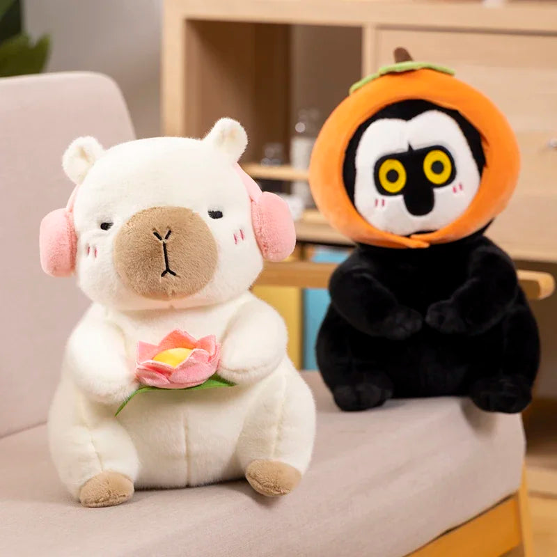 Capybara Plush Stuffed Animal Holding Flower