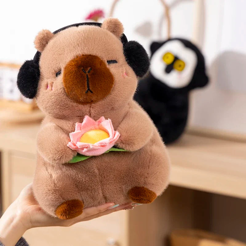 Capybara Plush Stuffed Animal Holding Flower