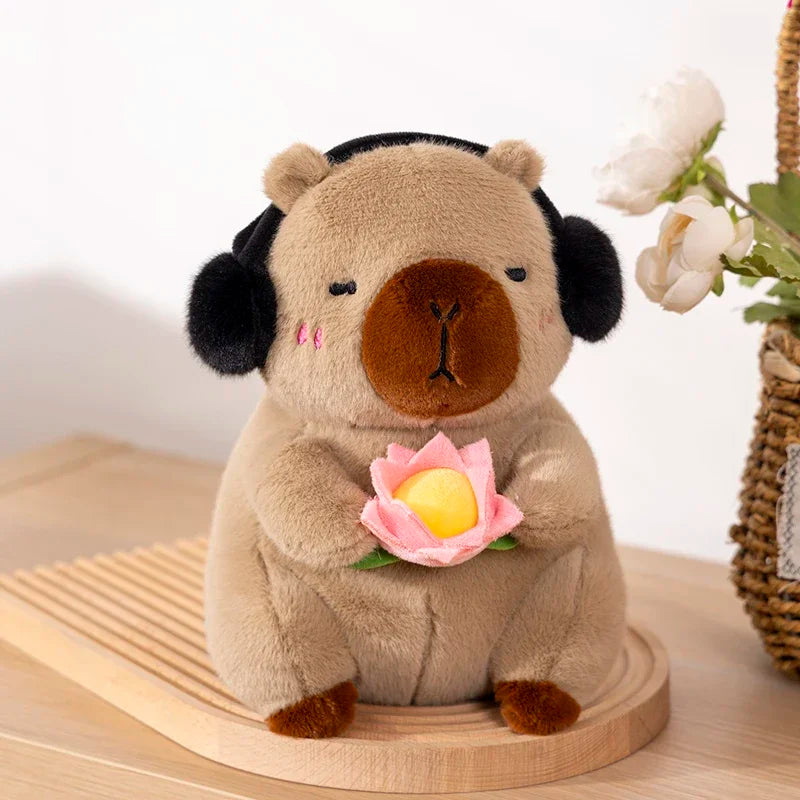 Capybara Plush Stuffed Animal Holding Flower