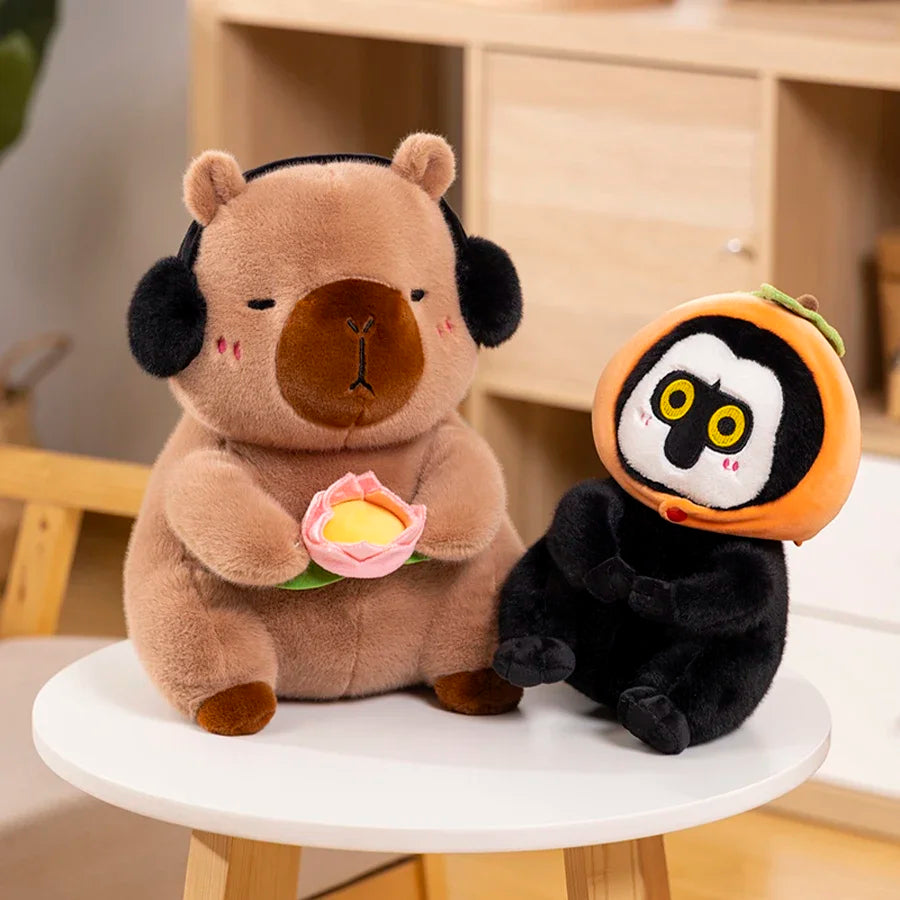 Capybara Plush Stuffed Animal Holding Flower