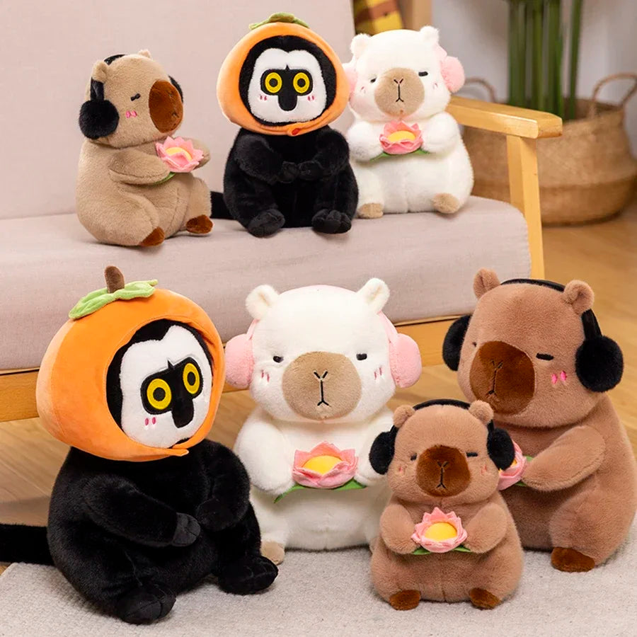 Capybara Plush Stuffed Animal Holding Flower
