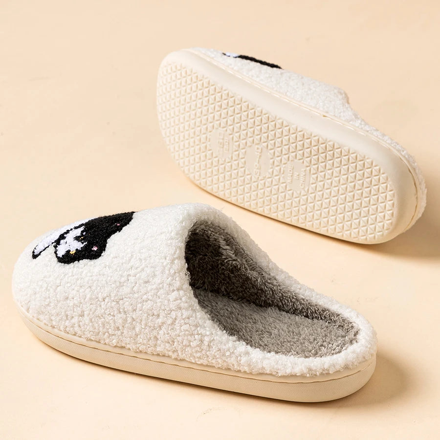 Cat Embroidered Lightweight Indoor Plush Slippers