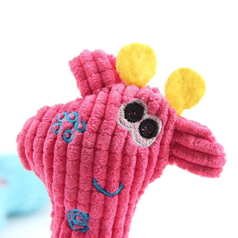 Colorful Giraffe Plush Squeaky Rope Leg Chew Toy