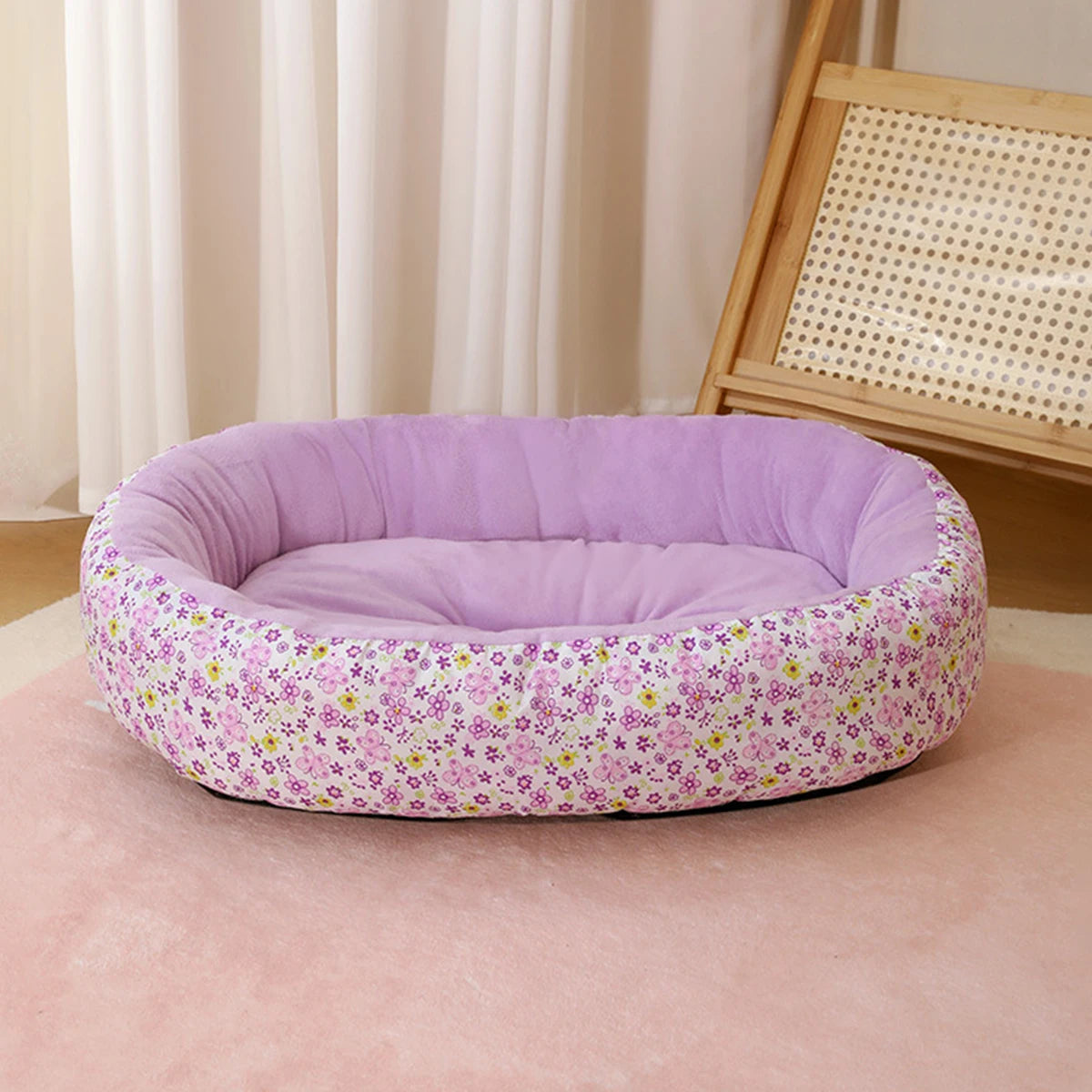 Cozy Floral All Season Soft Pet Bed For Cats And Dogs