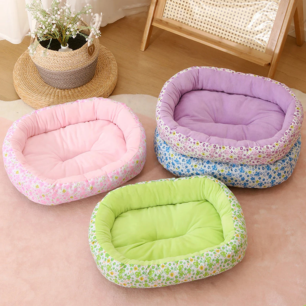 Cozy Floral All Season Soft Pet Bed For Cats And Dogs
