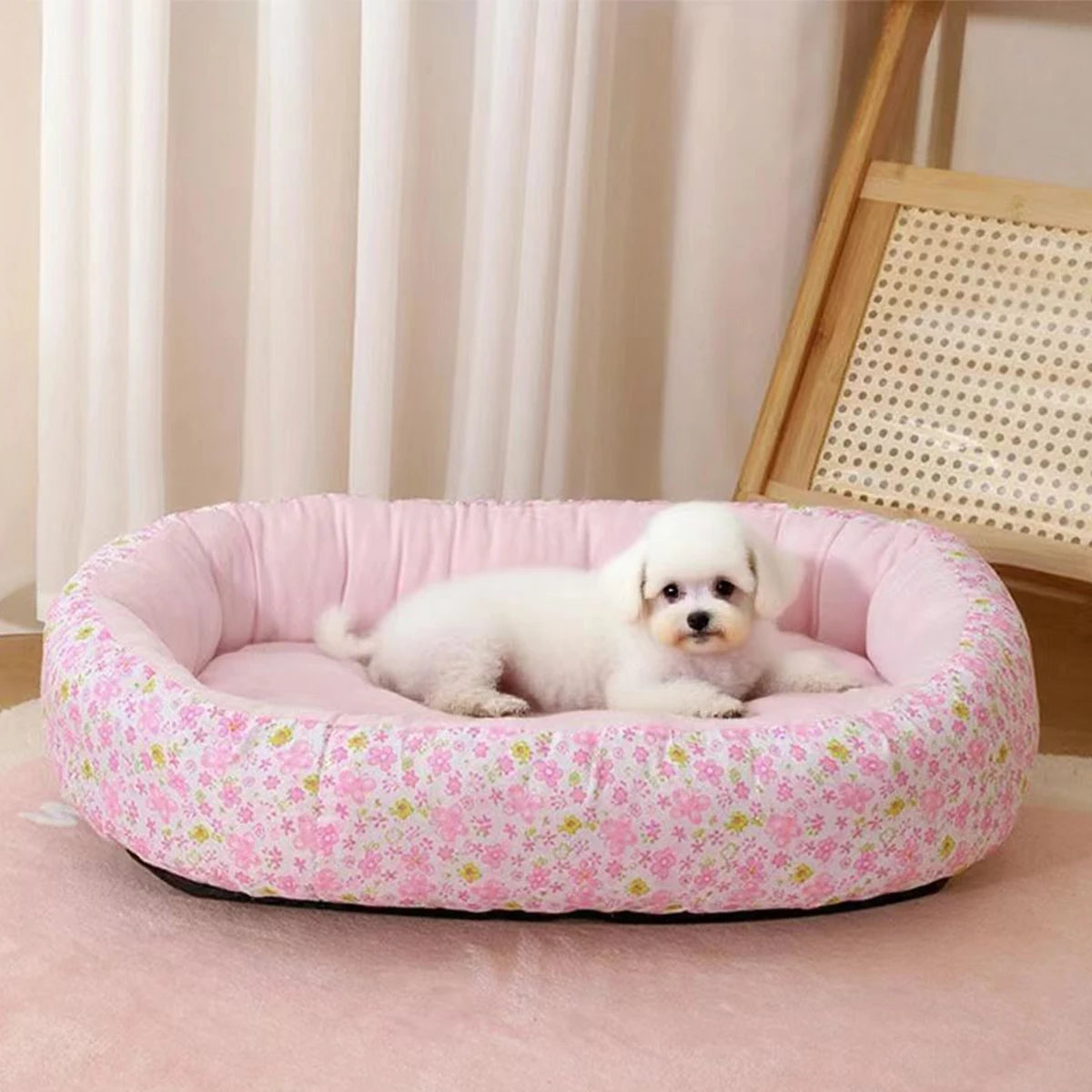 Cozy Floral All Season Soft Pet Bed For Cats And Dogs