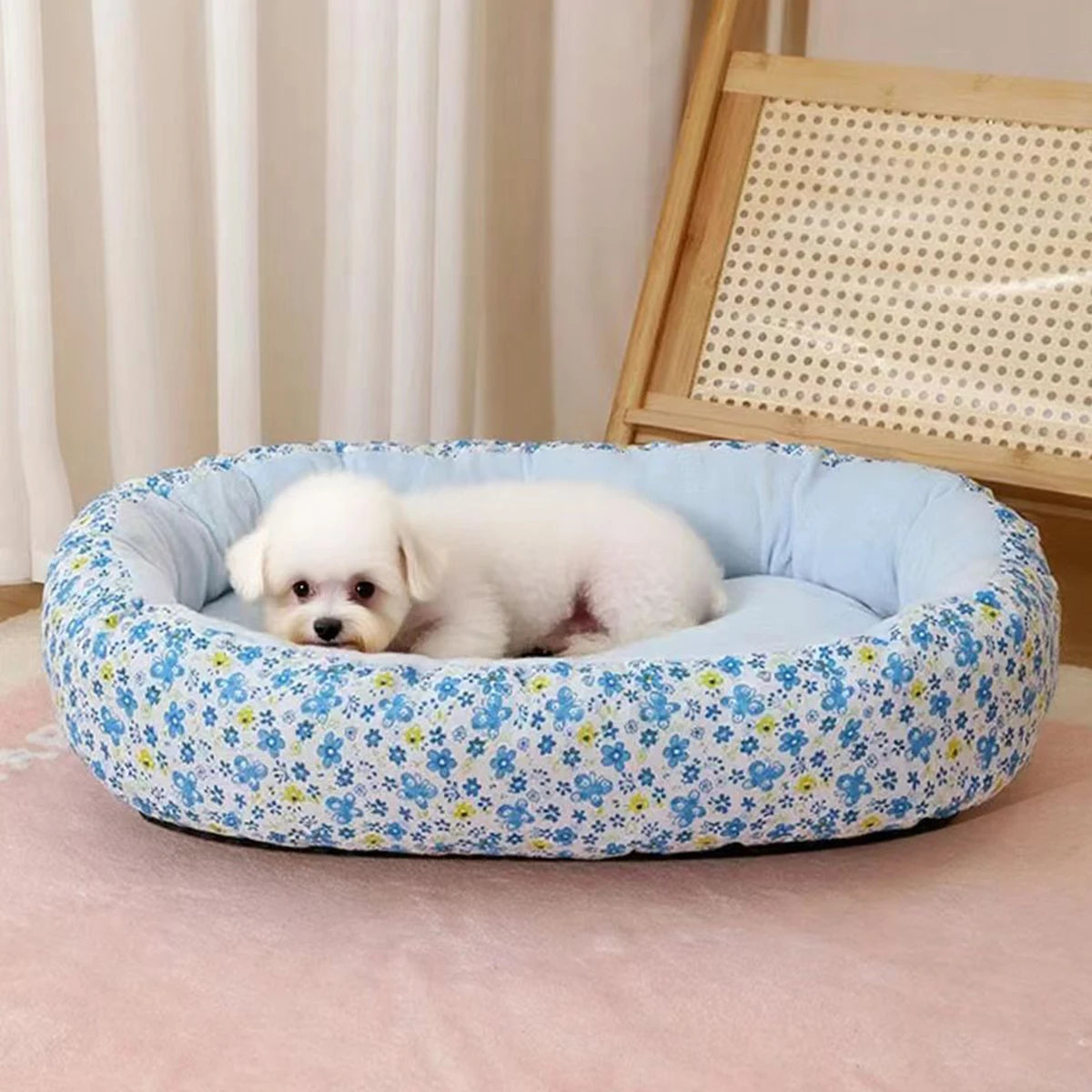 Cozy Floral All Season Soft Pet Bed For Cats And Dogs