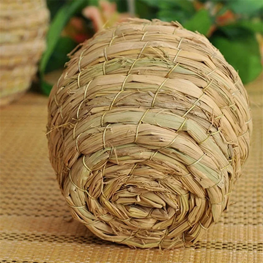 Cozy Handwoven Natural Straw Bird Nest House