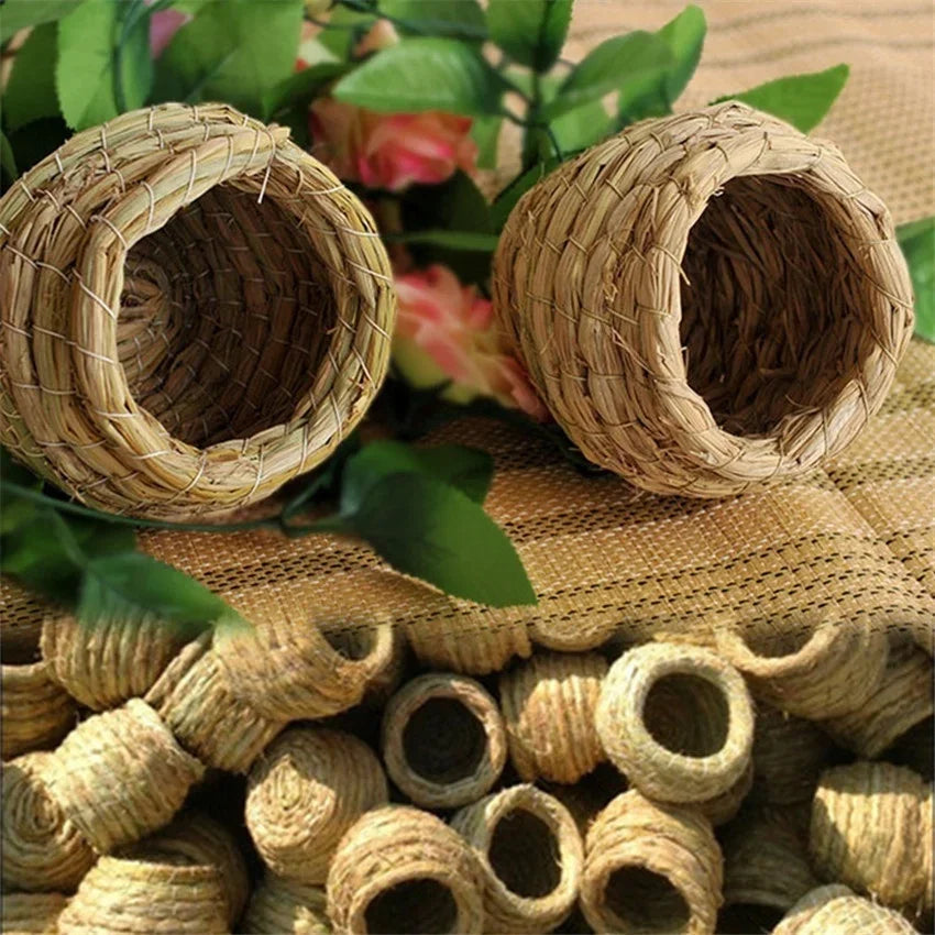Cozy Handwoven Natural Straw Bird Nest House