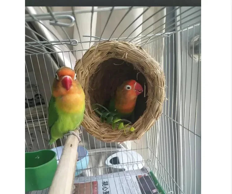 Cozy Handwoven Natural Straw Bird Nest House