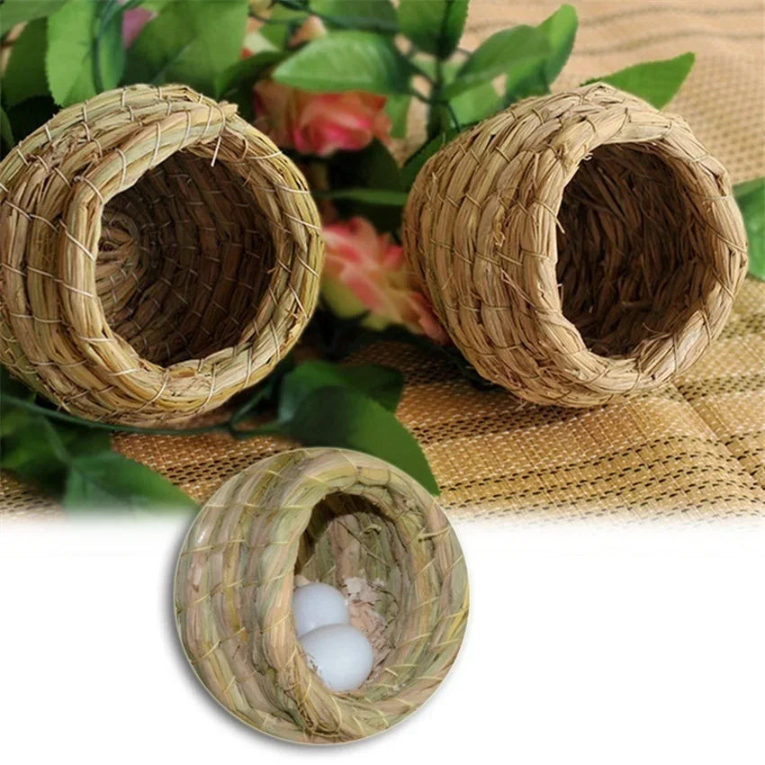 Cozy Handwoven Natural Straw Bird Nest House