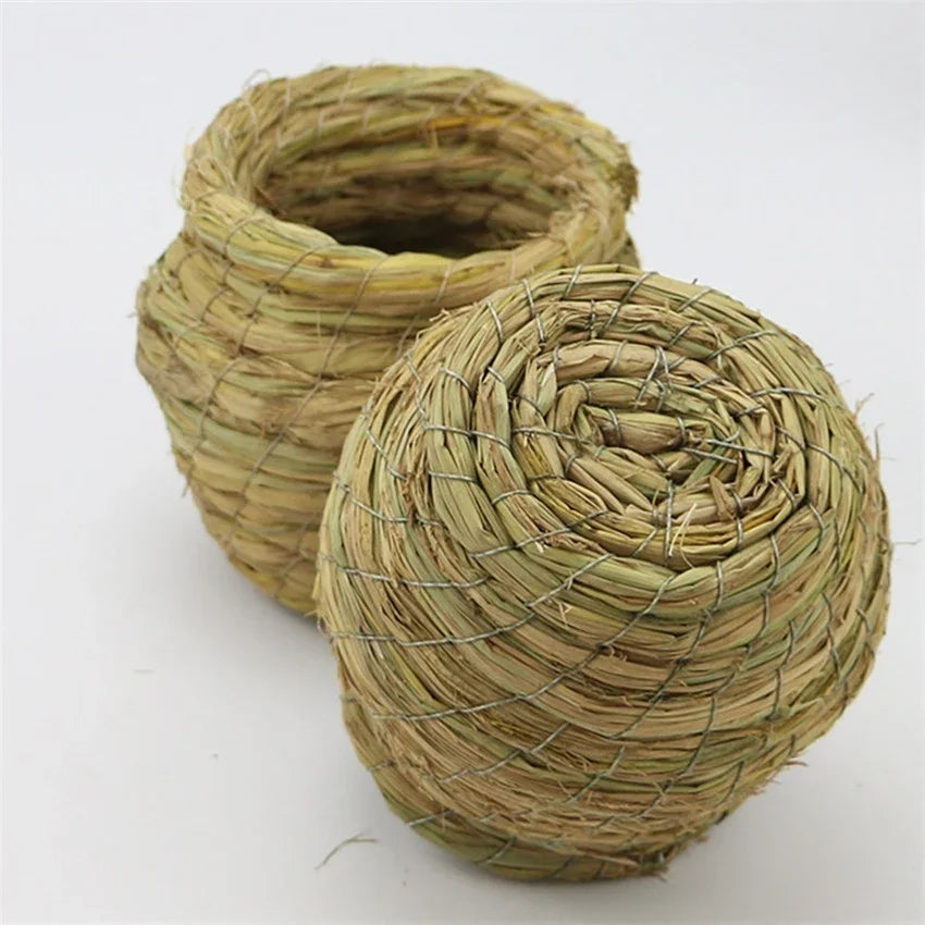 Cozy Handwoven Natural Straw Bird Nest House