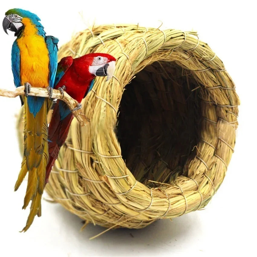 Cozy Handwoven Natural Straw Bird Nest House