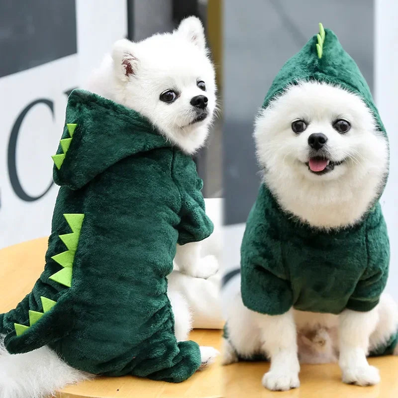 Cozy Plush Dino Hoodie Jumpsuit for Dogs and Cats