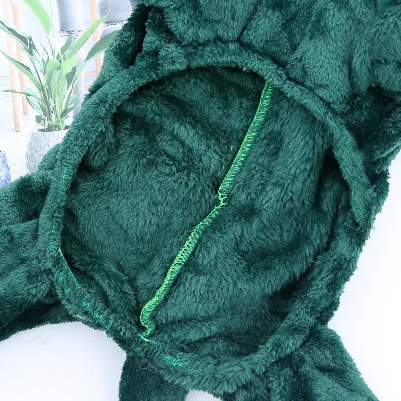Cozy Plush Dino Hoodie Jumpsuit for Dogs and Cats