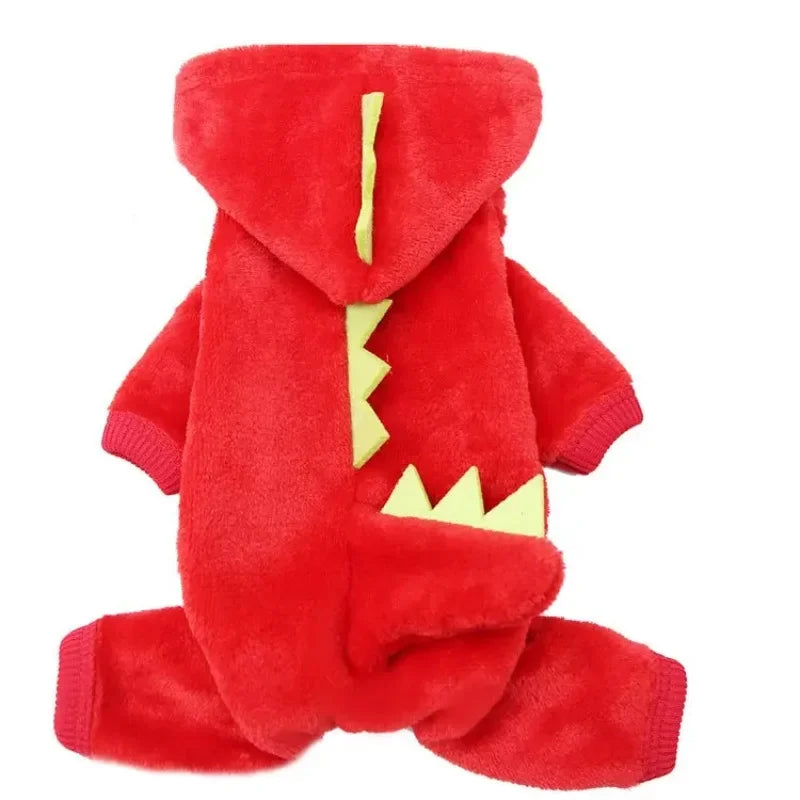 Cozy Plush Dino Hoodie Jumpsuit for Dogs and Cats