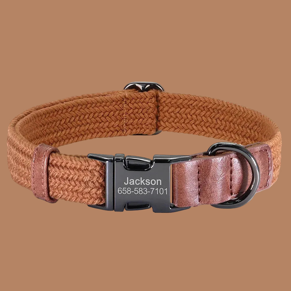 Custom Engraved Nylon Dog Collar with Personalized Name Buckle